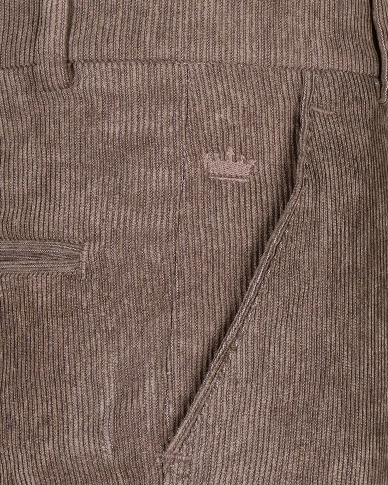 Sandstone Brown Striped Corduroy Premium Cotton Pant 5