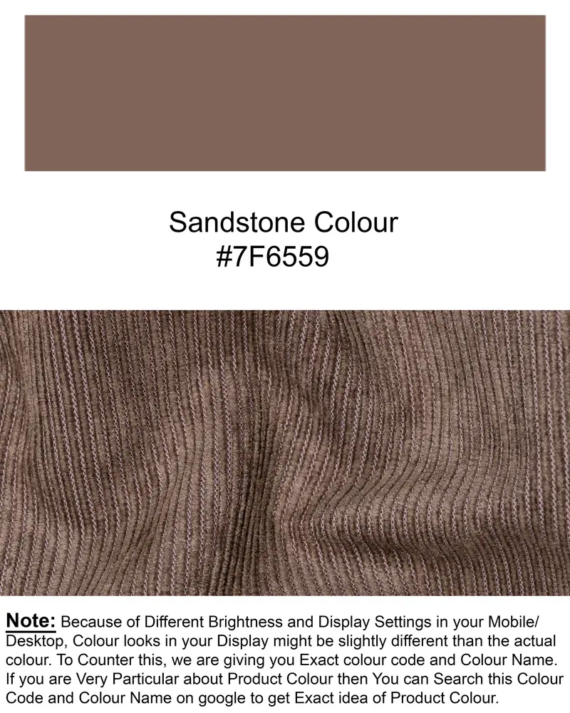 Sandstone Brown Striped Corduroy Premium Cotton Pant 7