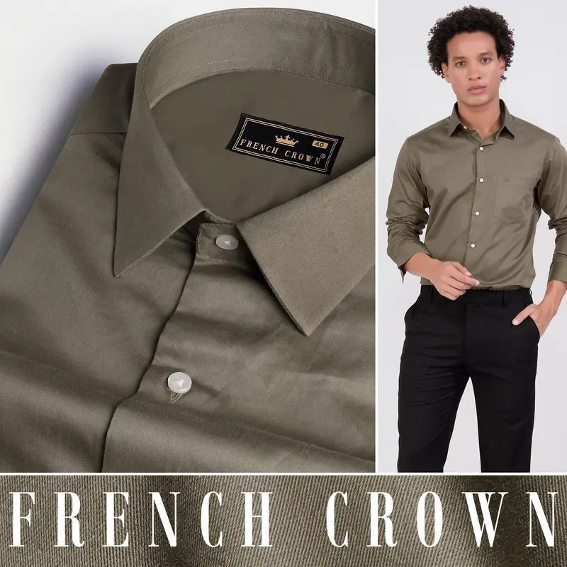 Sandstone Brown Subtle Sheen Super Soft Premium Cotton Shirt 4