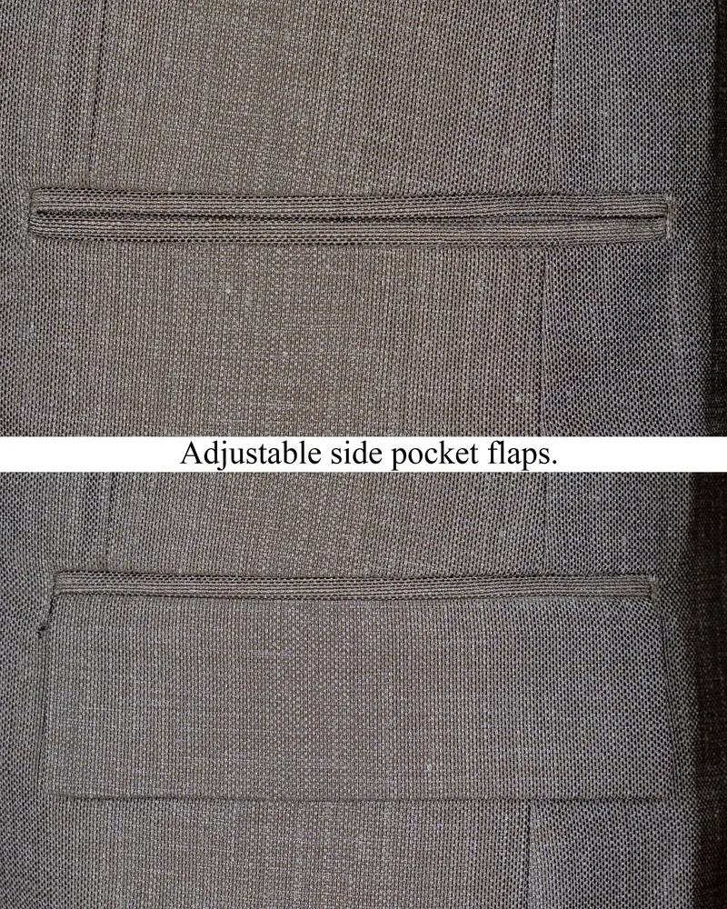 Sandstone Gray Cross Placket Bandhgala Designer Suit 6