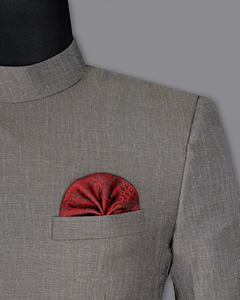 Sandstone Gray Cross Placket Bandhgala Designer Suit 7