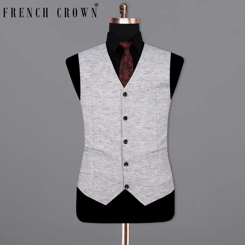 Sandstone Grey Textured Waistcoat 1