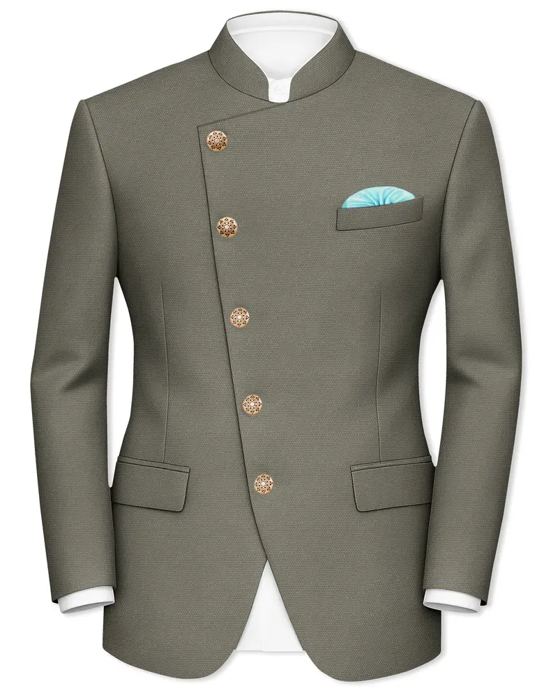 Sandstonne Green Cross Placket Bandhgala Blazer 1