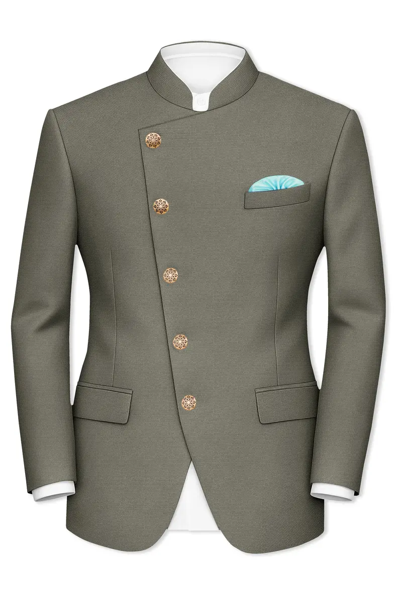 Sandstonne Green Cross Placket Bandhgala Blazer 2