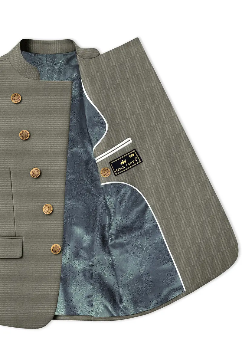 Sandstonne Green Cross Placket Bandhgala Blazer 4