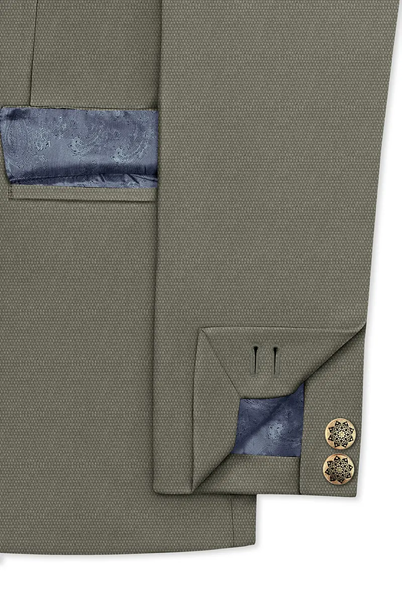 Sandstonne Green Cross Placket Bandhgala Blazer 5