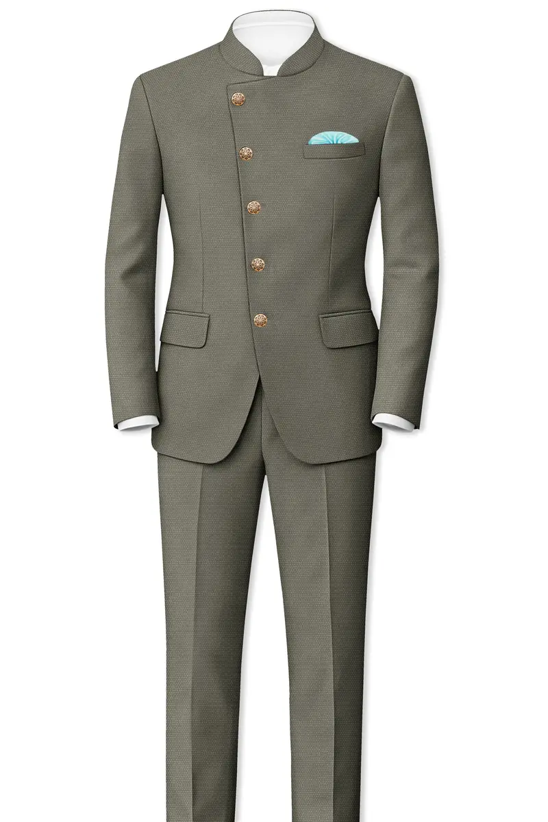 Sandstonne Green Cross Placket Bandhgala Blazer 8