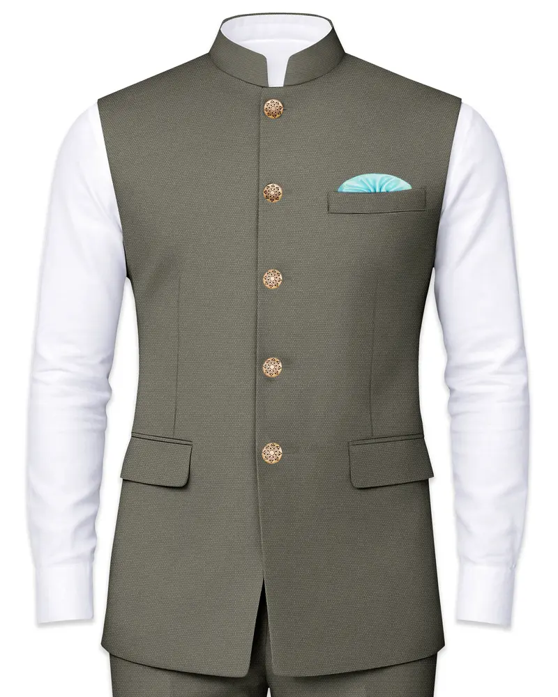 Sandstonne Green Nehru Jacket 1