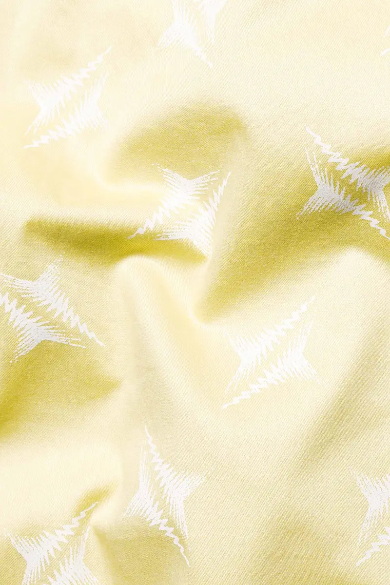 Sandwisp Yellow And White Printed Subtle Sheen Super Soft Premium Cotton Shirt 2
