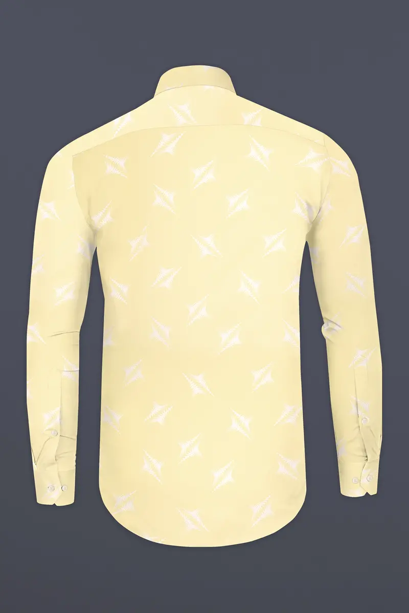 Sandwisp Yellow And White Printed Subtle Sheen Super Soft Premium Cotton Shirt 5
