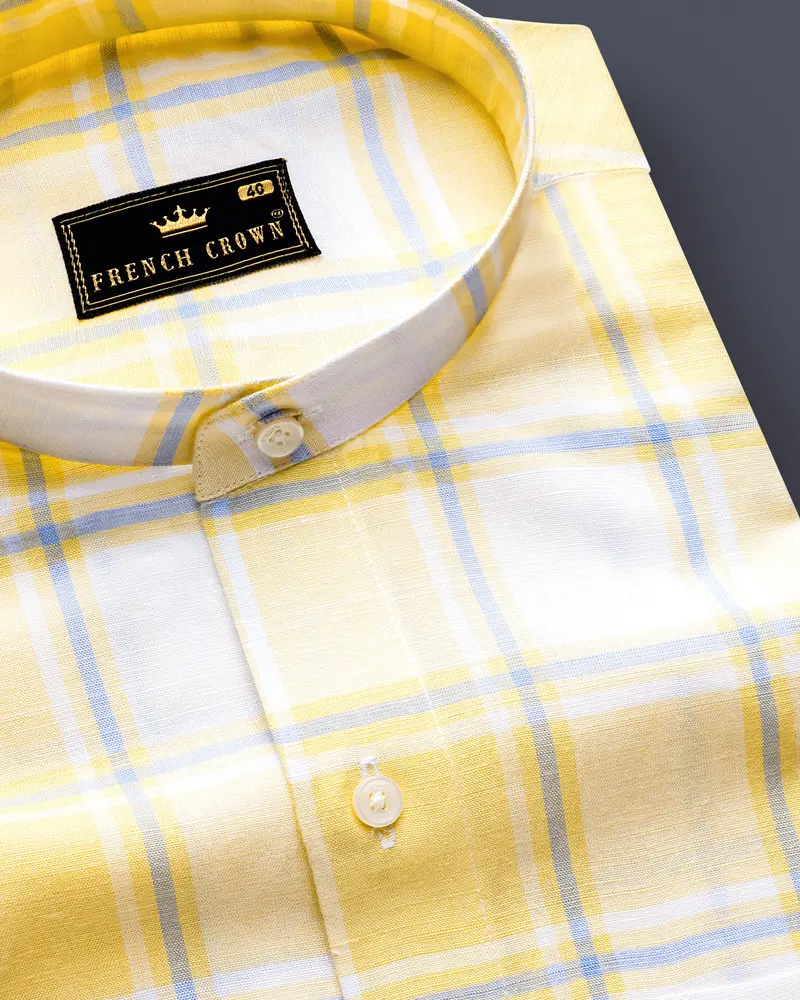 Sandwisp Yellow Plaid Premium Tencel Shirt 1