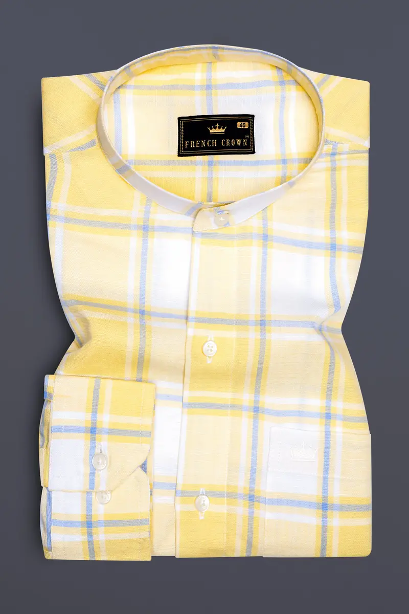 Sandwisp Yellow Plaid Premium Tencel Shirt 4