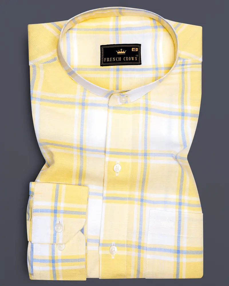 Sandwisp Yellow Plaid Premium Tencel Shirt 6