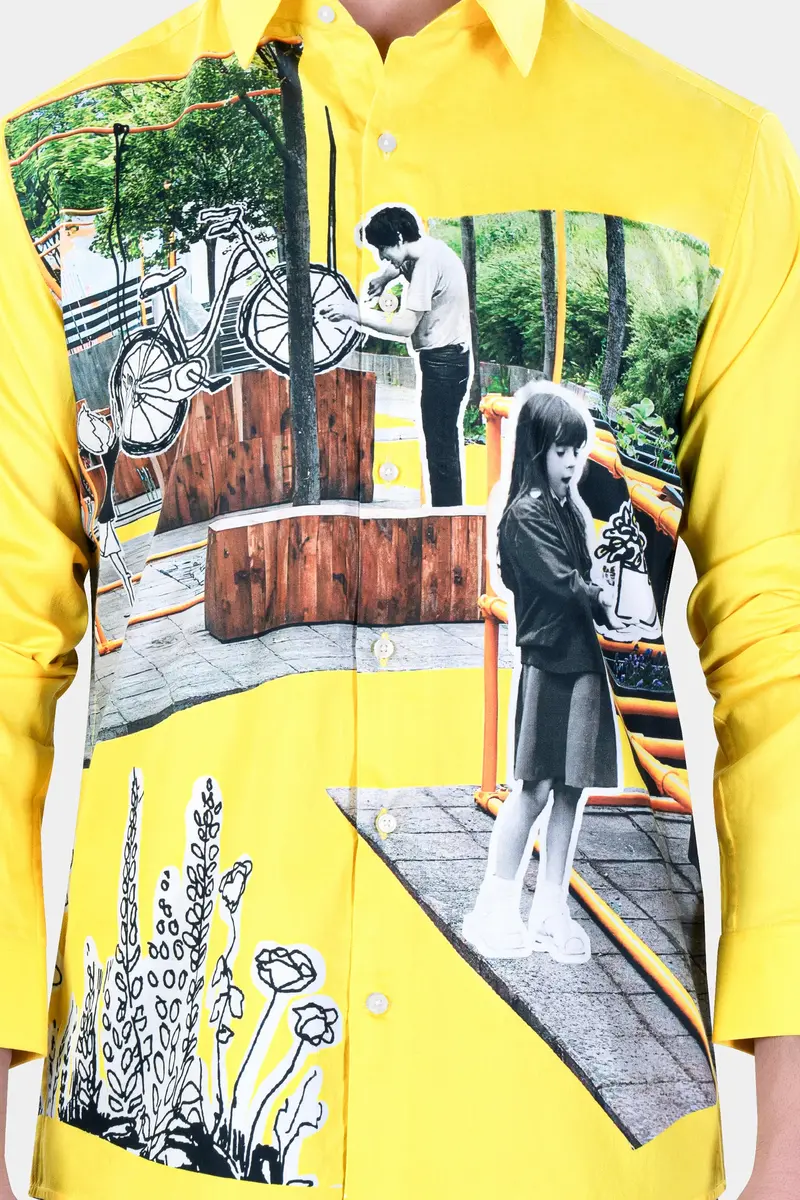 Sandy Yellow Printed Subtle Sheen Super Soft Premium Cotton Designer Shirt 6