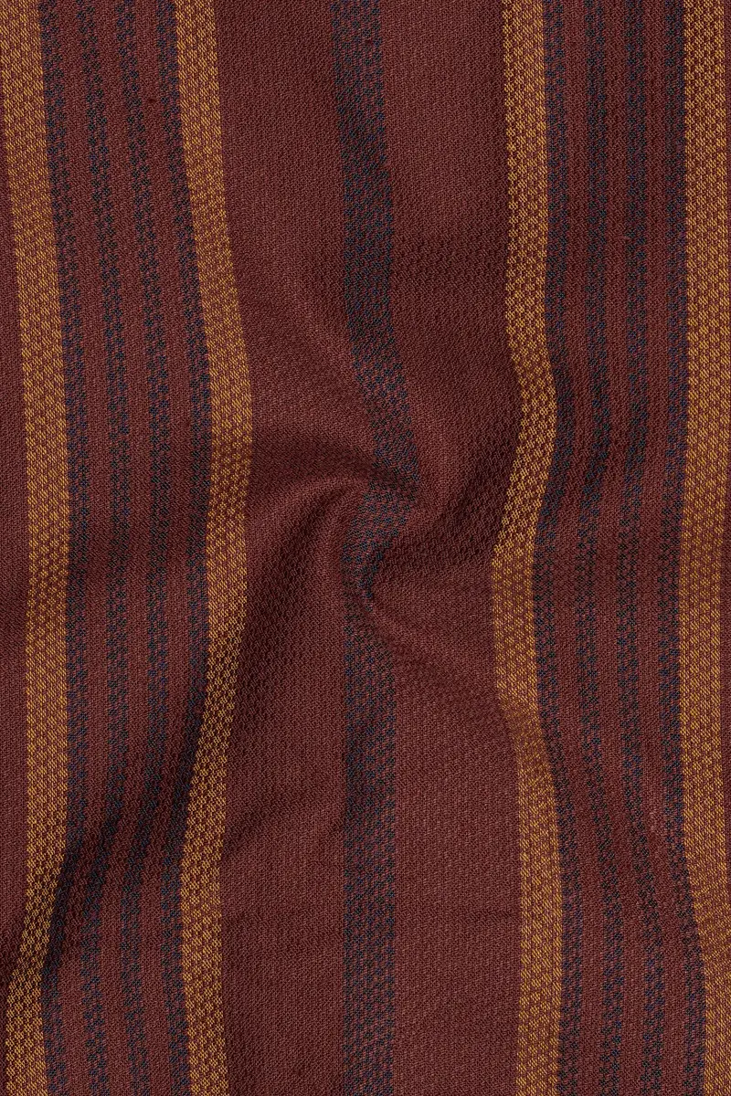 Sanguine Brown Multicolour Striped Dobby Textured Premium Giza Cotton Shirt 3