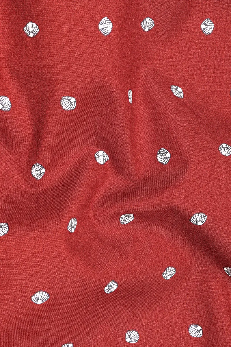 Sanguine Red Sea Shells Printed Premium Cotton Shirt 2