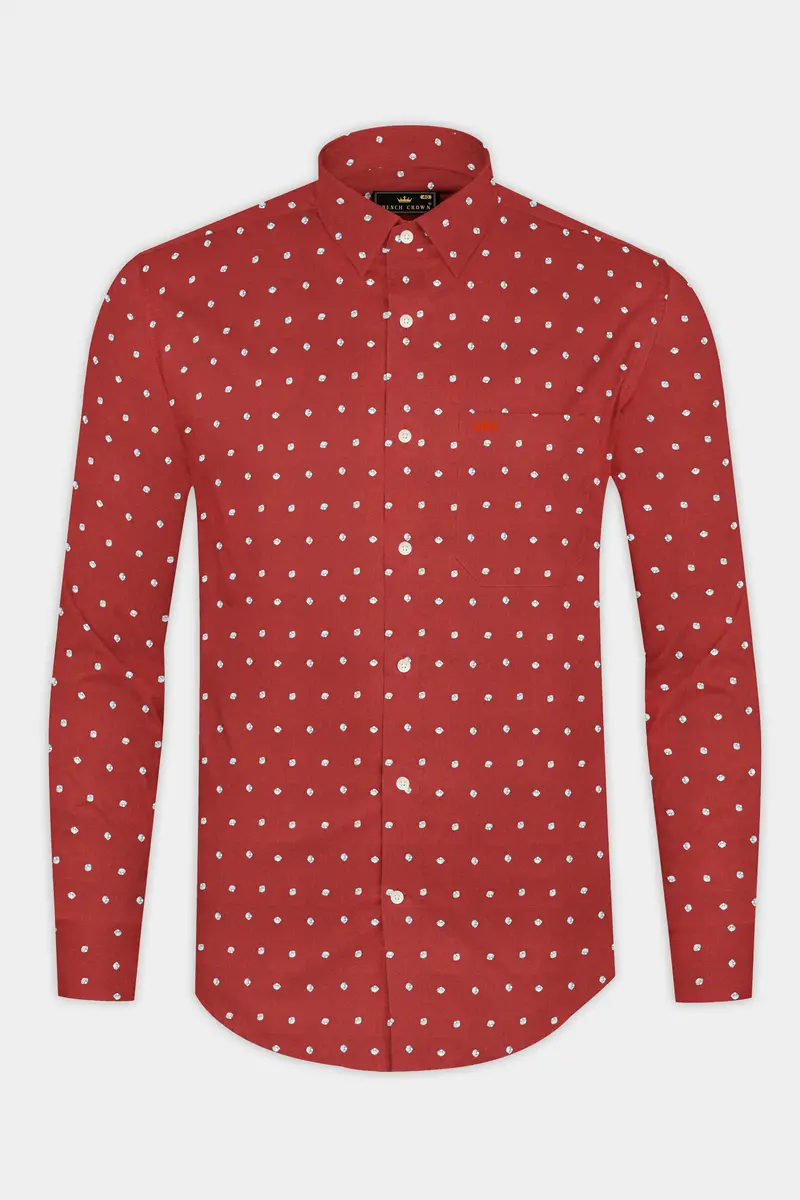 Sanguine Red Sea Shells Printed Premium Cotton Shirt 4