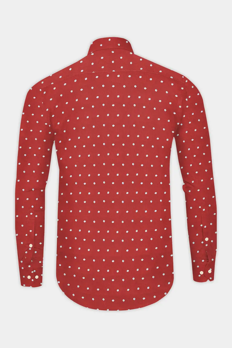 Sanguine Red Sea Shells Printed Premium Cotton Shirt 5