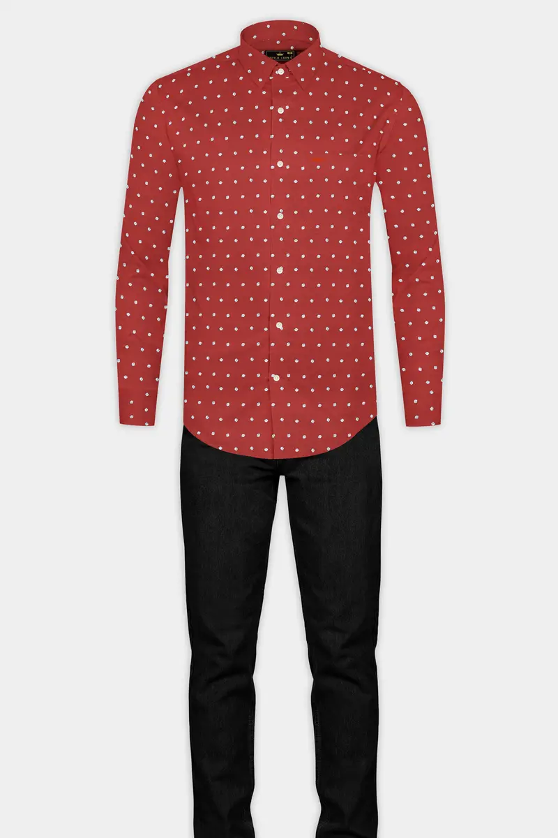 Sanguine Red Sea Shells Printed Premium Cotton Shirt 6
