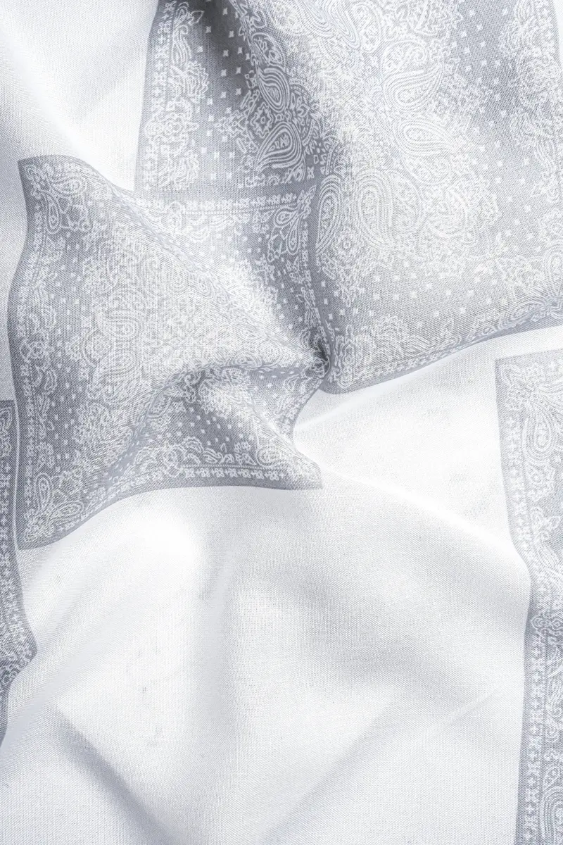 Santa Gray And Bright White Printed Super Soft Tencel Shirt 3