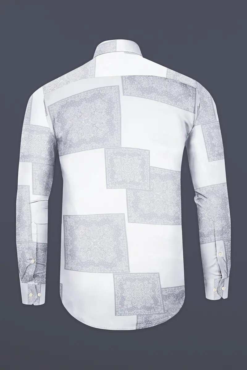 Santa Gray And Bright White Printed Super Soft Tencel Shirt 6