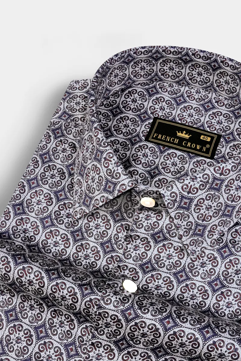 Santa Gray And Martinique Purple Printed Subtle Sheen Super Soft Premium Cotton Shirt 1