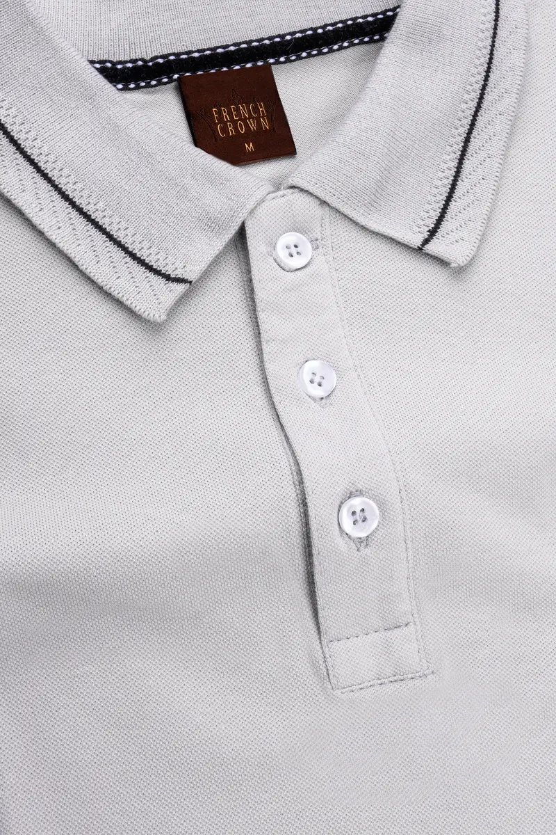 Santa Gray Solid Premium Cotton Pique Polo 4