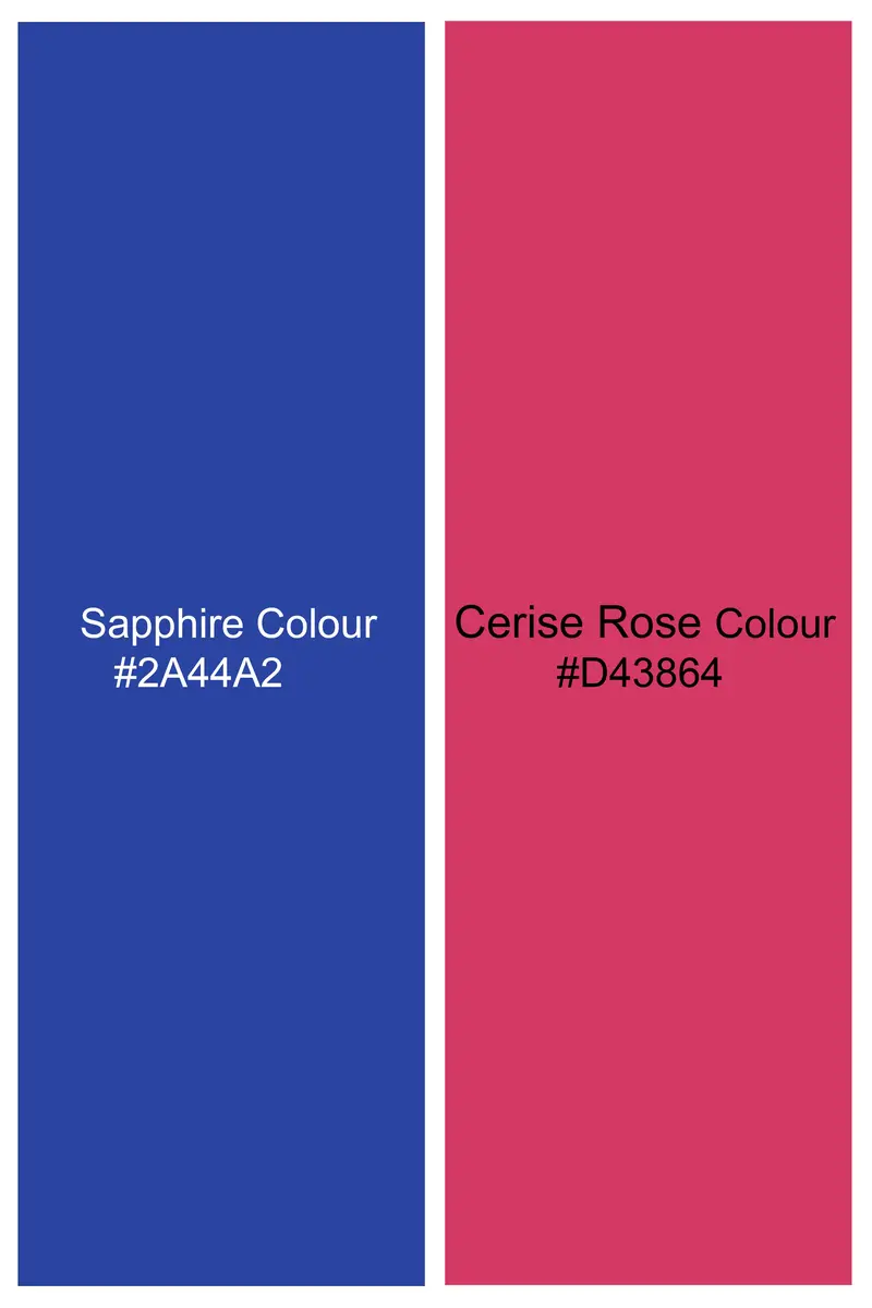 Sapphire Blue And Cerise Rose Floral Printed Premium Giza Cotton Shirt 16