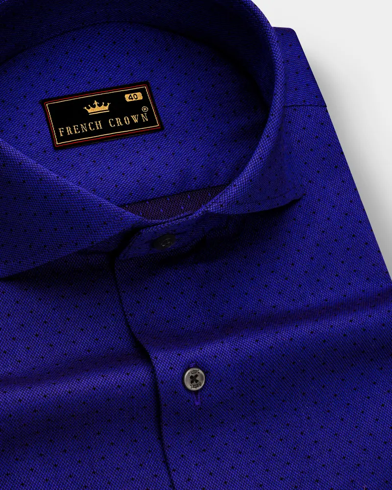 Sapphire Blue Dobby Textured Premium Giza Cotton Shirt 1