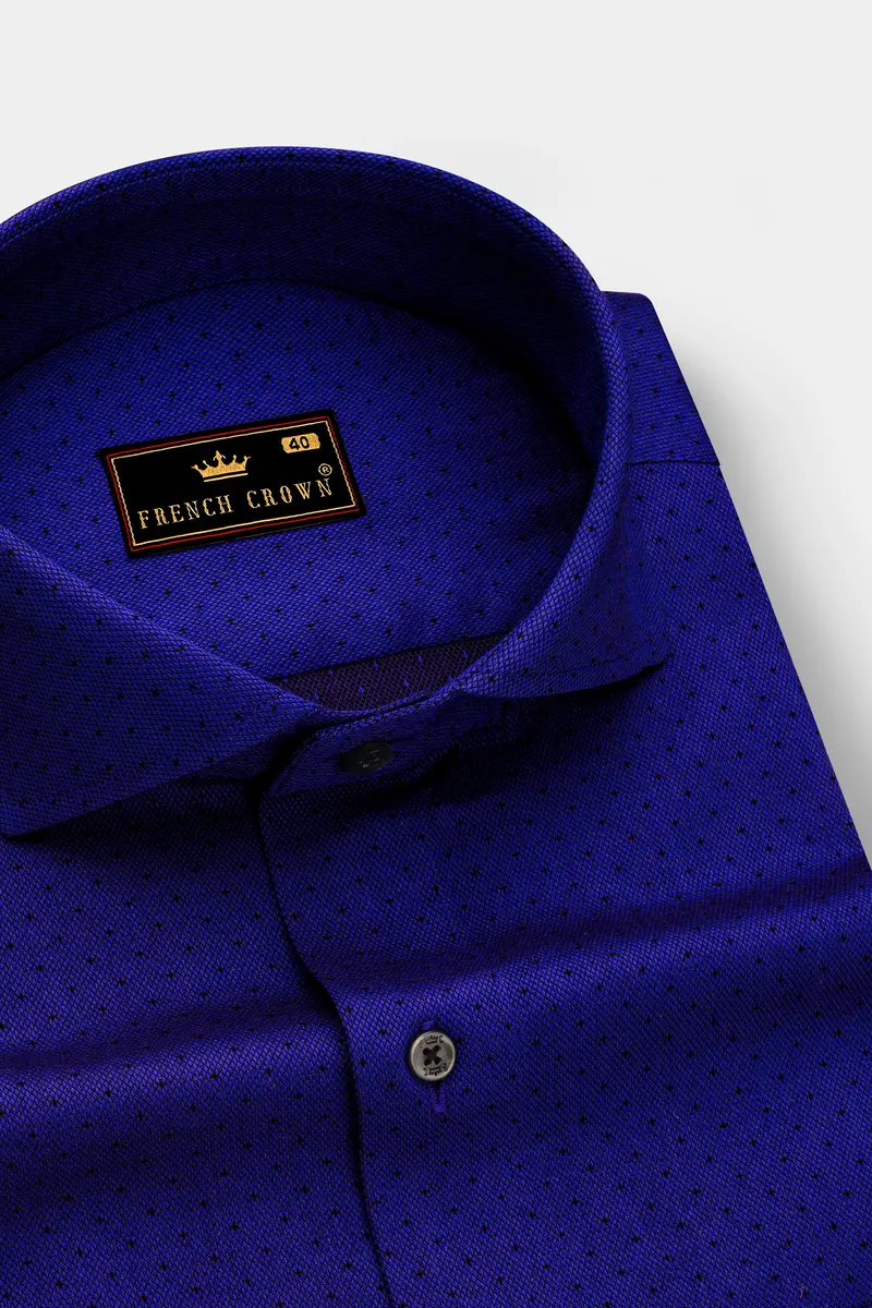 Sapphire Blue Dobby Textured Premium Giza Cotton Shirt 2
