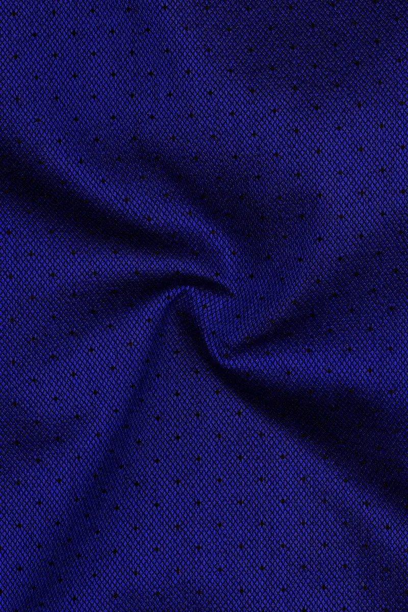 Sapphire Blue Dobby Textured Premium Giza Cotton Shirt 3