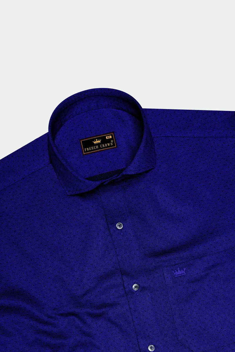 Sapphire Blue Dobby Textured Premium Giza Cotton Shirt 5