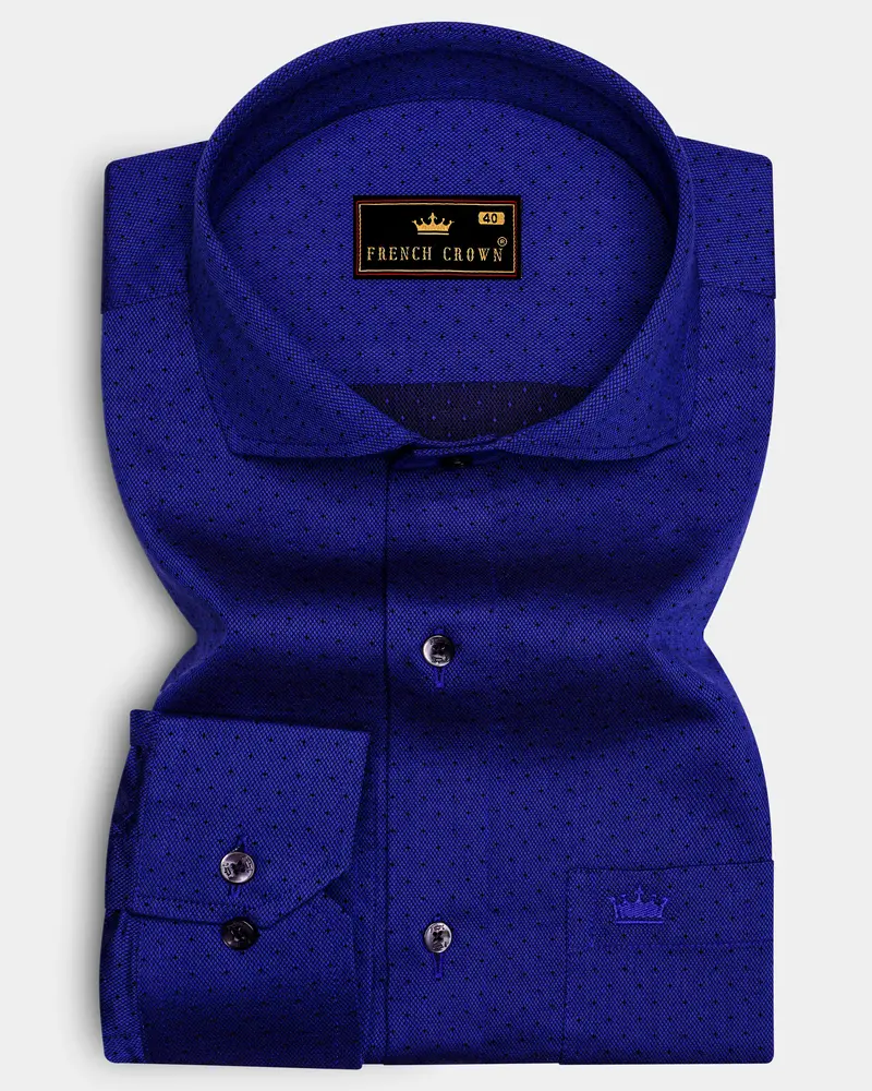 Sapphire Blue Dobby Textured Premium Giza Cotton Shirt 6