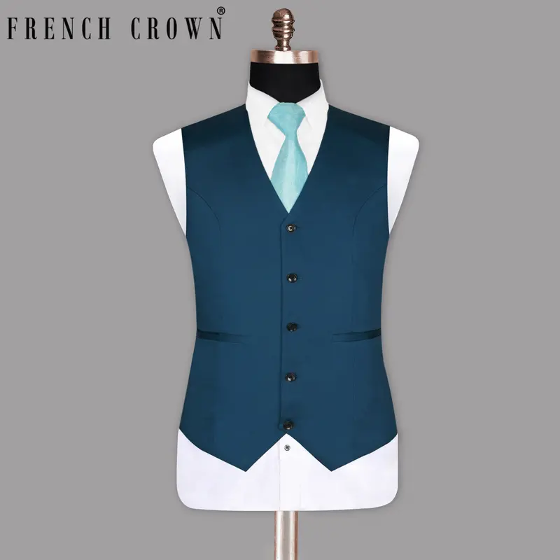 Sapphire Blue Premium Wool Rich Waistcoat 1