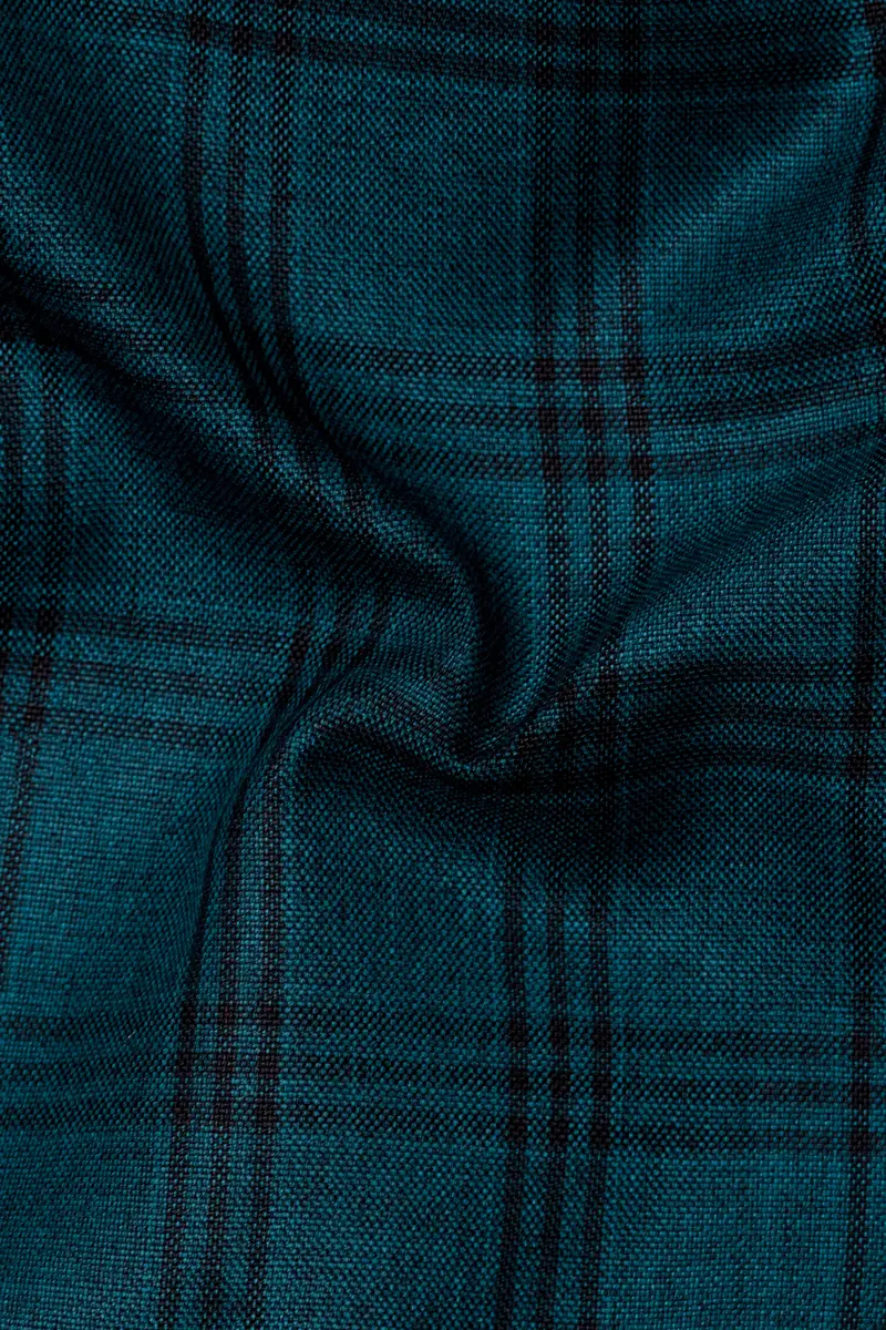 Sapphire Blue With Black Plaid Waistcoat 3