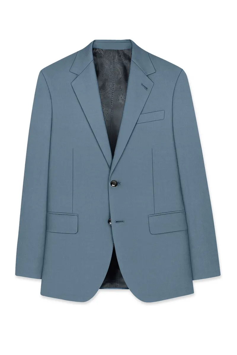 Sapphire-Fiord Blue Wool Rich Slight Stretch Single Breasted Blazer 7