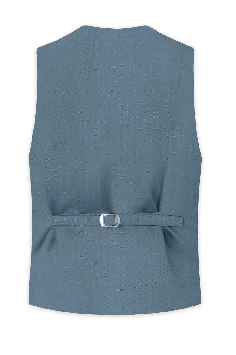Sapphire-Fiord Blue Wool Rich Slight Stretch Waistcoat 4