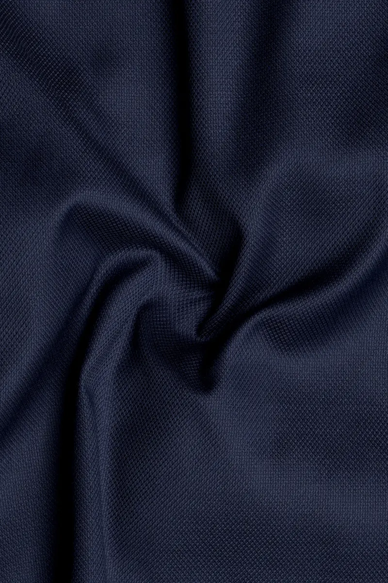 Sapphire Forge-Vulcan Blue Solid Dobby Textured Premium Giza Cotton Dress Shirt 2