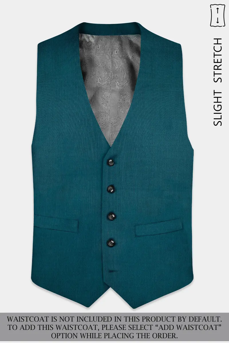 Sapphire-Peacock Blue Solid Wool Rich Single Breasted Slight Stretch Suit 15