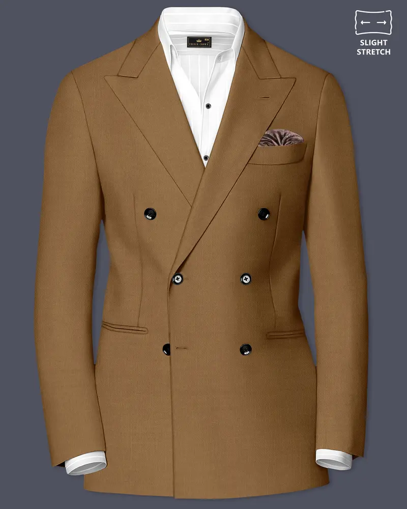 Sapphire-Potters Brown Wool Rich Slight Stretch Double Breasted Blazer 1