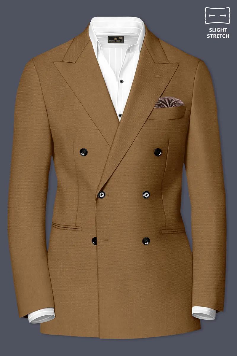Sapphire-Potters Brown Wool Rich Slight Stretch Double Breasted Blazer 2