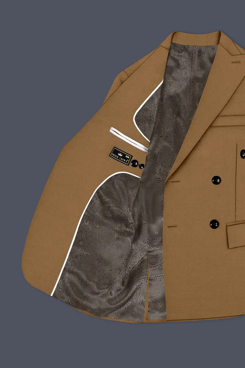Sapphire-Potters Brown Wool Rich Slight Stretch Double Breasted Blazer 5