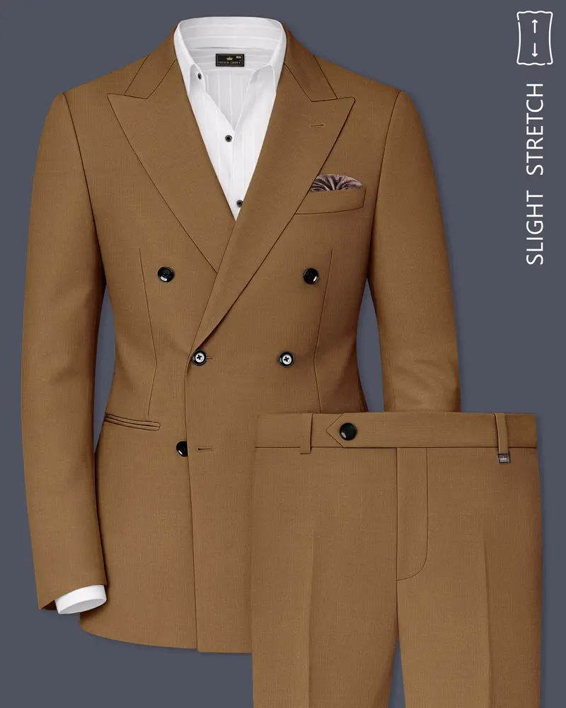 Sapphire-Potters Brown Wool Rich Slight Stretch Double Breasted Suit 1