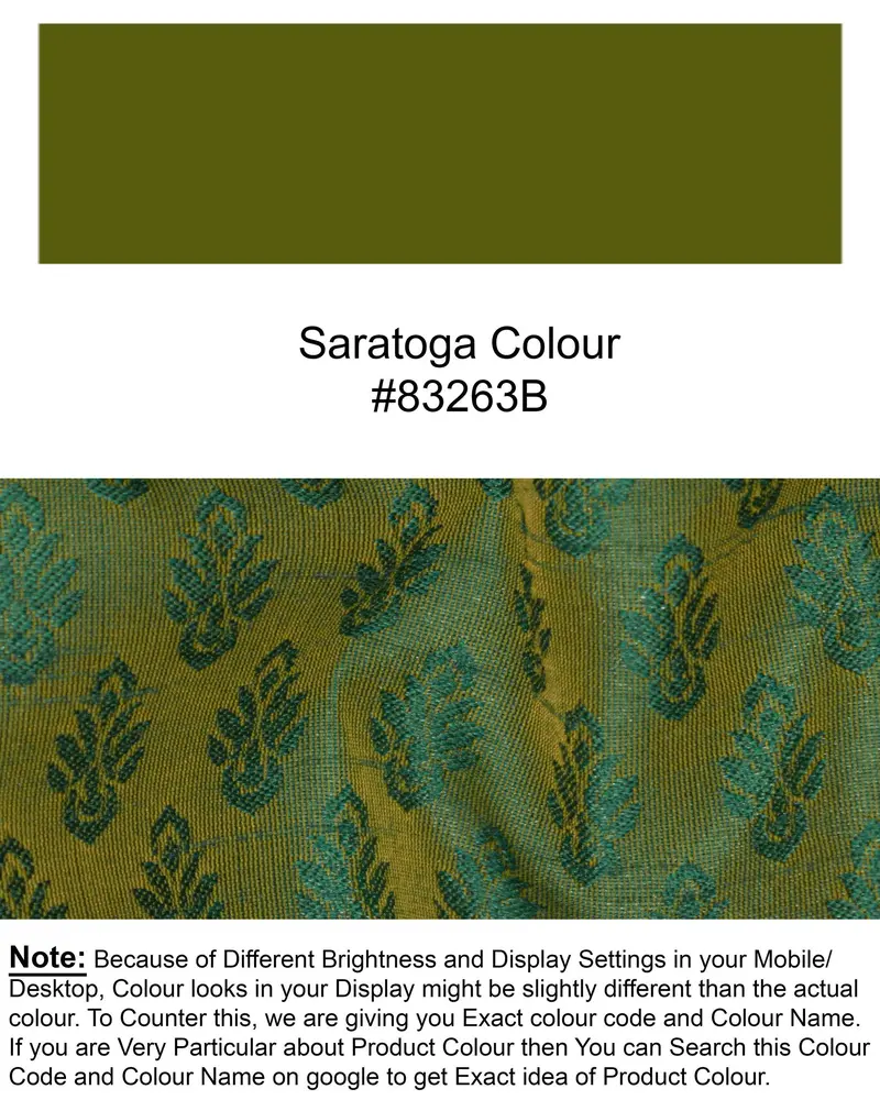 Saratoga Green Motif Jacquard Texture Designer Nehru Jacket 7