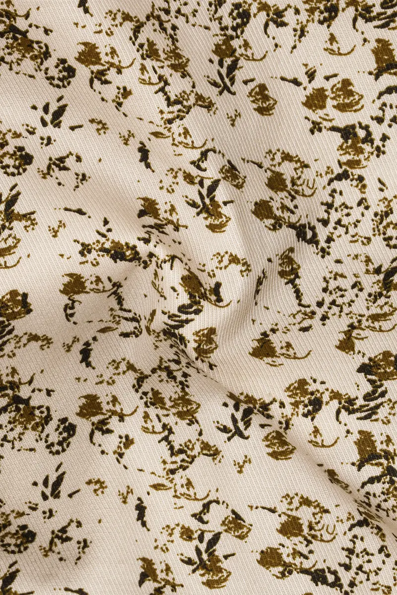 Sauvignon Cream Printed With Black Patches Twill Premium Cotton Designer Shirt 3