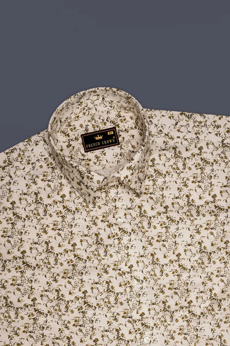 Sauvignon Cream Printed With Black Patches Twill Premium Cotton Designer Shirt 6