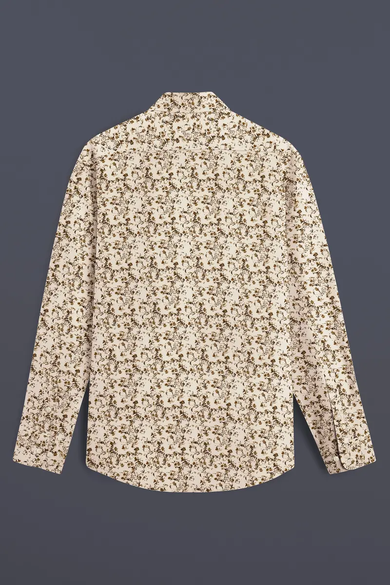 Sauvignon Cream Printed With Black Patches Twill Premium Cotton Designer Shirt 7