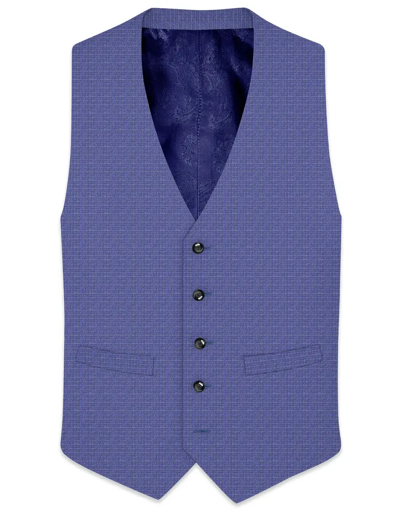 Scampi Blue And Muesli Brown Plaid Wool Rich Waistcoat 1