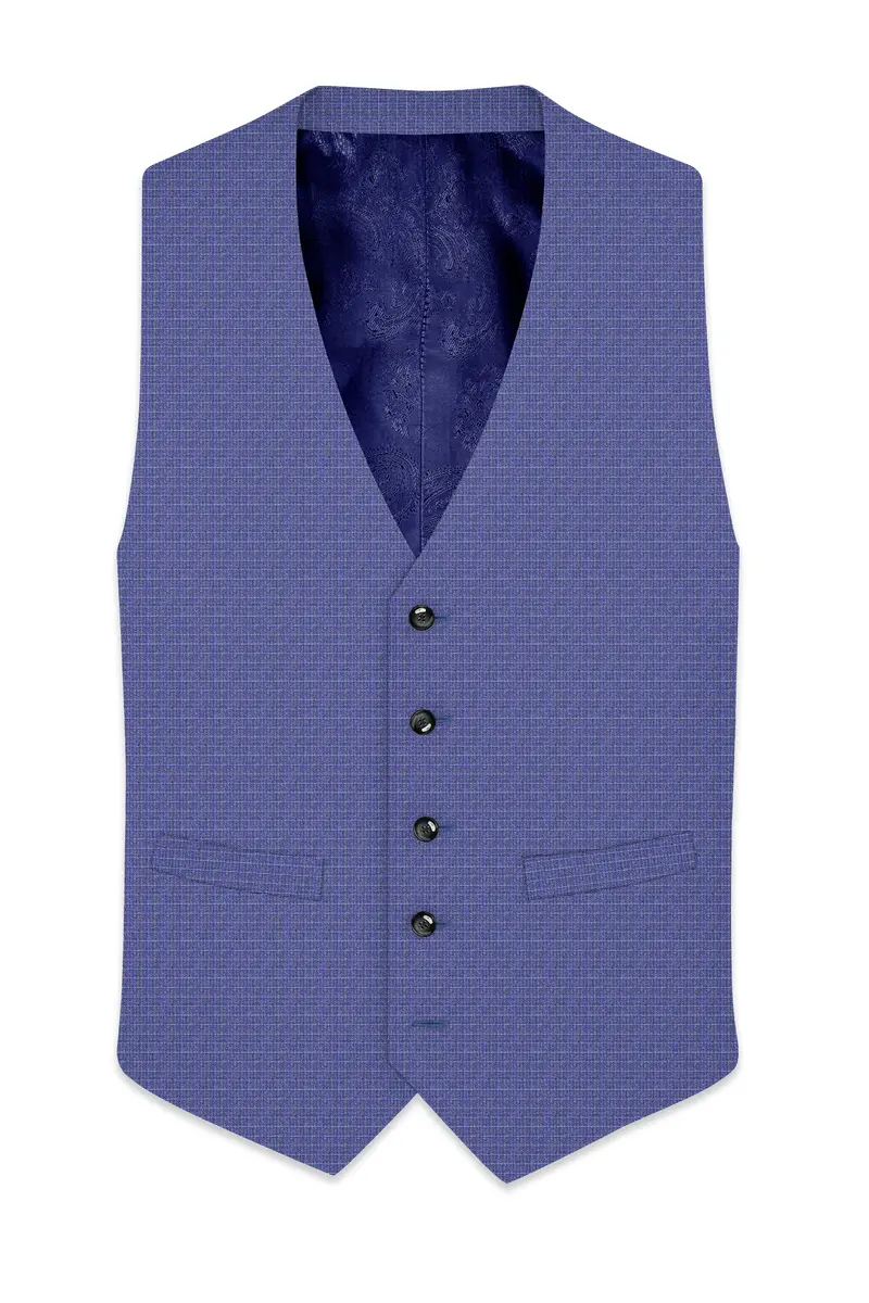 Scampi Blue And Muesli Brown Plaid Wool Rich Waistcoat 2