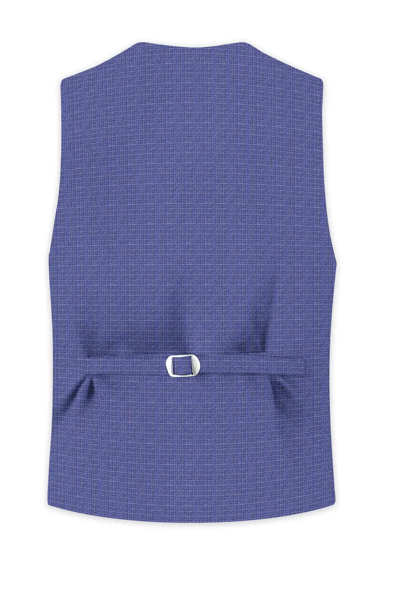 Scampi Blue And Muesli Brown Plaid Wool Rich Waistcoat 4